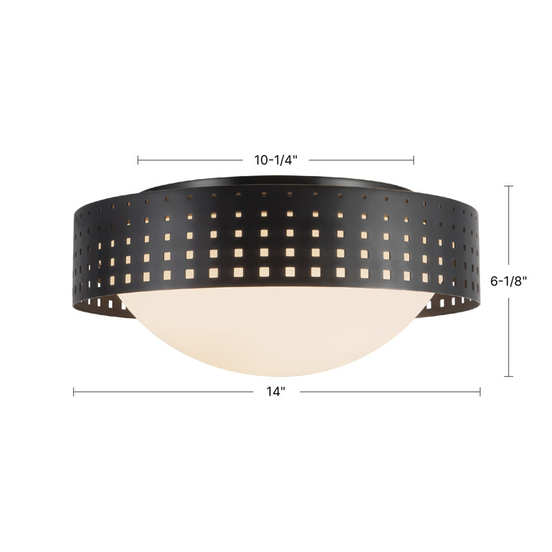 Astoria 14-in Black Flush Mount, Antique Brass
