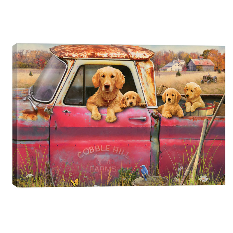 Goldens And Truck - Wrapped Canvas Painting, 101.6 cm H x 66.04 cm W x 1.91 cm D
