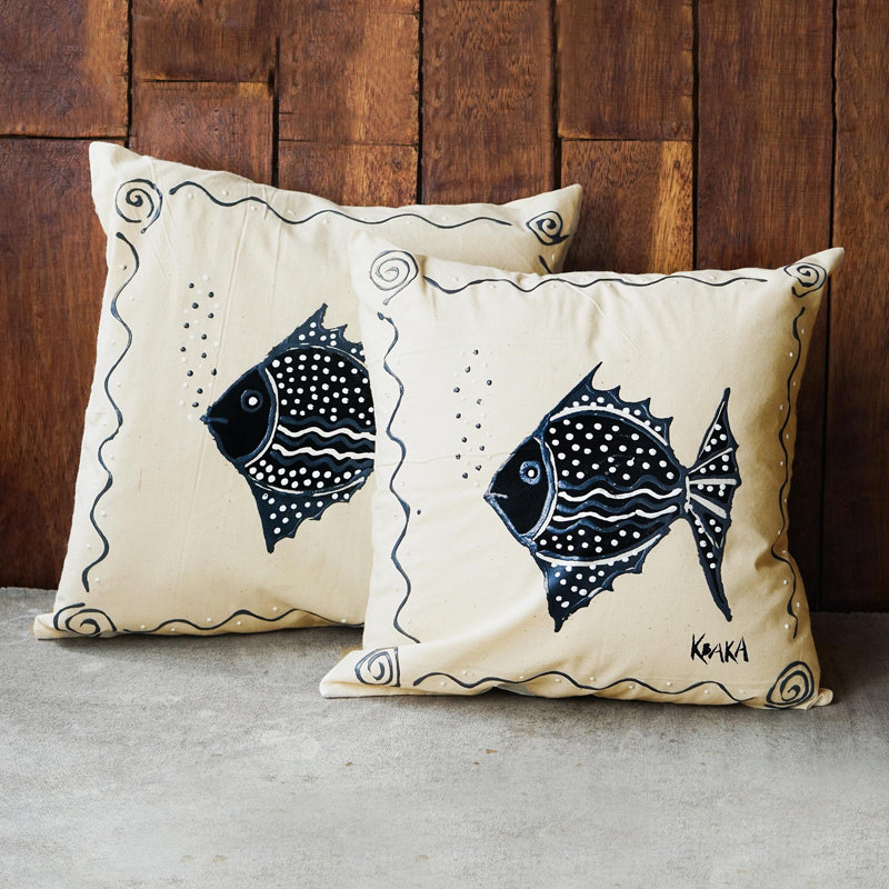 Housse de coussin en coton peinte à la main K. Baka