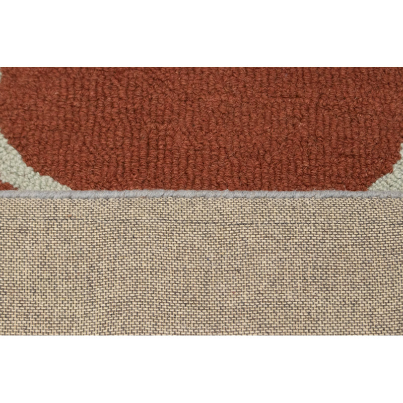 Trellis Handmade Tufted Wool Area Rug in Rusty Red