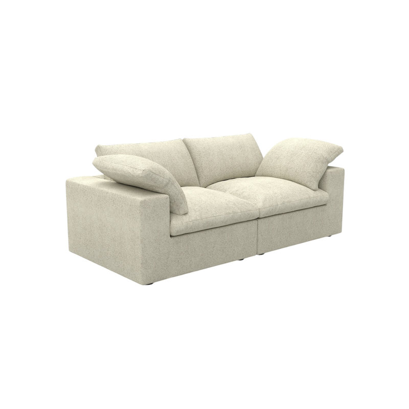  80" Khaki Linen Blend Modular Loveseat