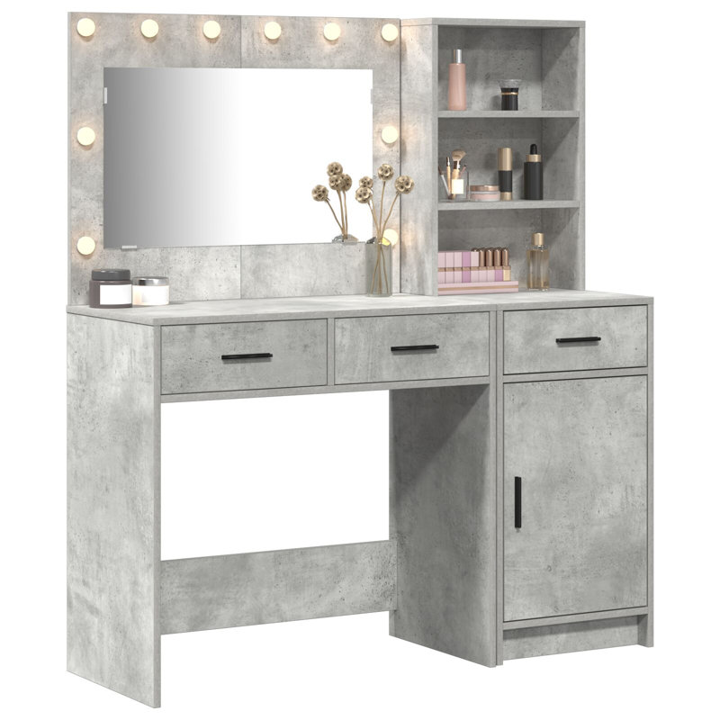 Set Of 2 Engineered Wood Dressing Table, Concrete Grey
