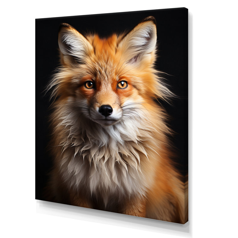 «Orange Fox Guardian», art mural renard, H 40 po x l 30 po x P 1,5 po, Toile tendue