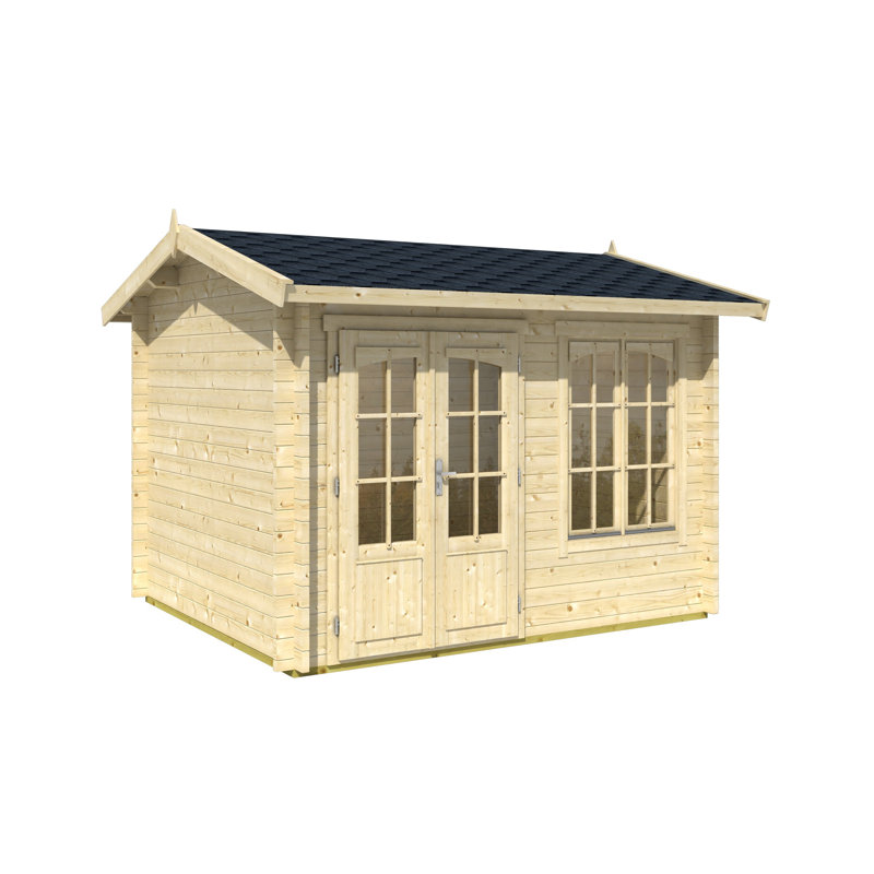Lasita Alex 10 x 8.5 Ft. Premium Log Cabin With Tempered Double Glazing (44mm), Alex Natural Wood