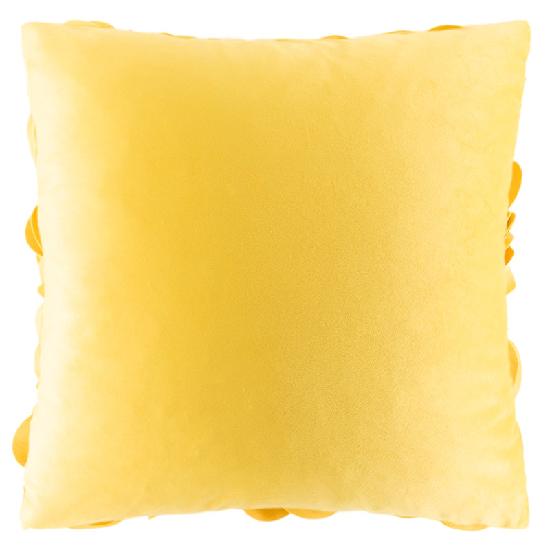 Housse de coussin brodée, Jaune - velours, H 18 po x l 18 po