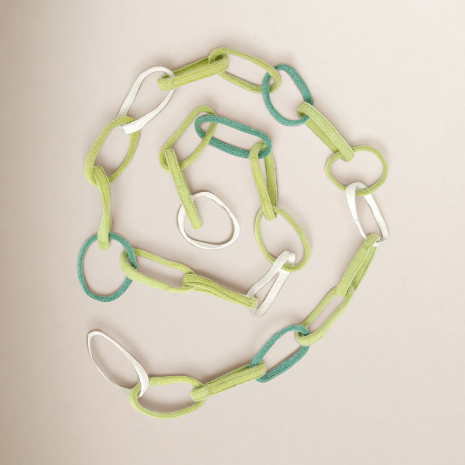 Hand Felted Wool Loop Chain Christmas Garland, Green