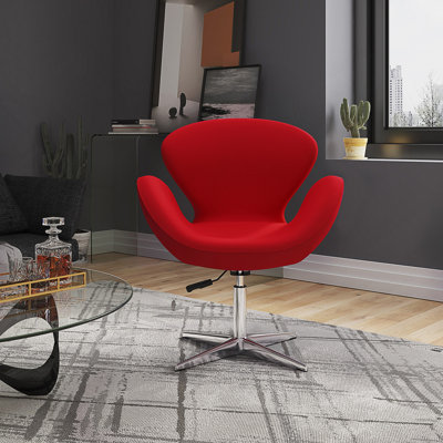 Fauteuil ballon pivotant rembourré en laine Raspberry