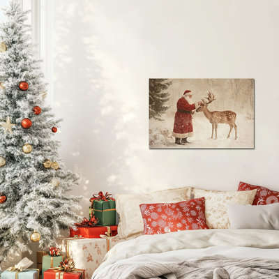 Toile de Noël, art mural encadré, affiche du père Noël
