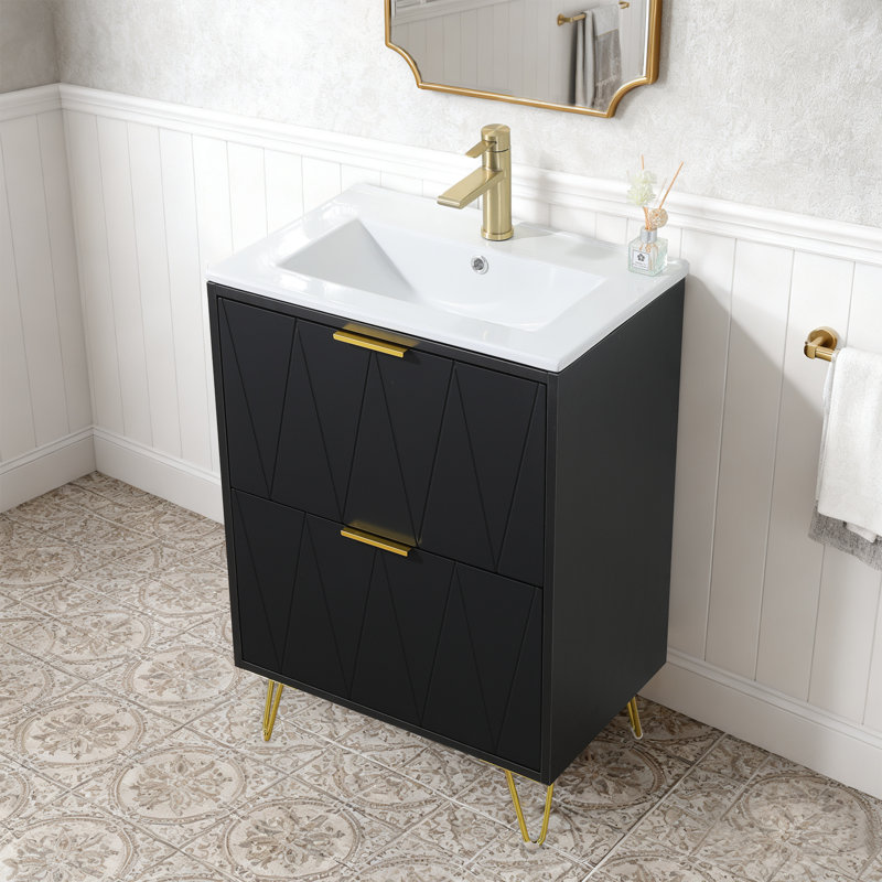 Ensemble de meuble-lavabo simple 24 po Modern, Noir