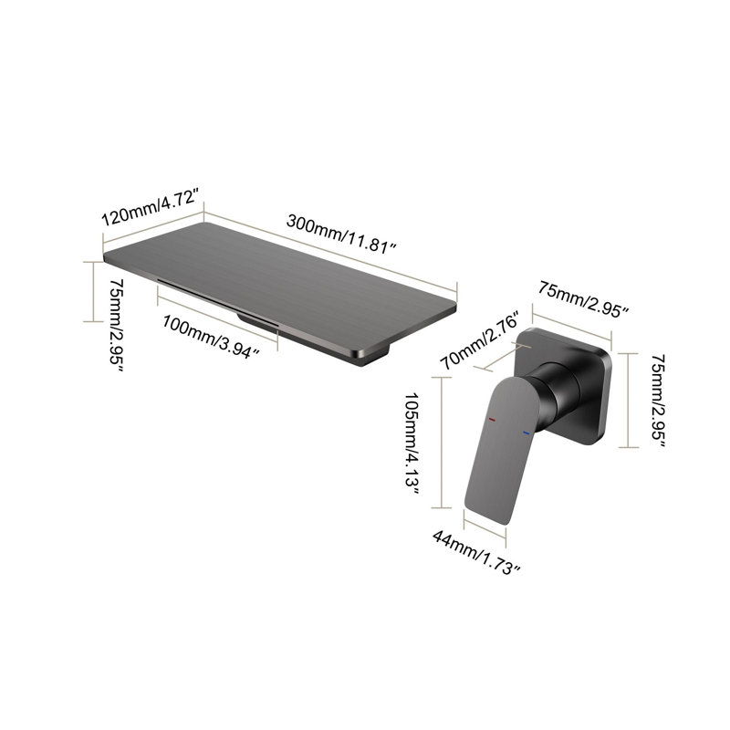 Waterfall spout design bathroom single hole sink faucet with single handle design, Gunmetal