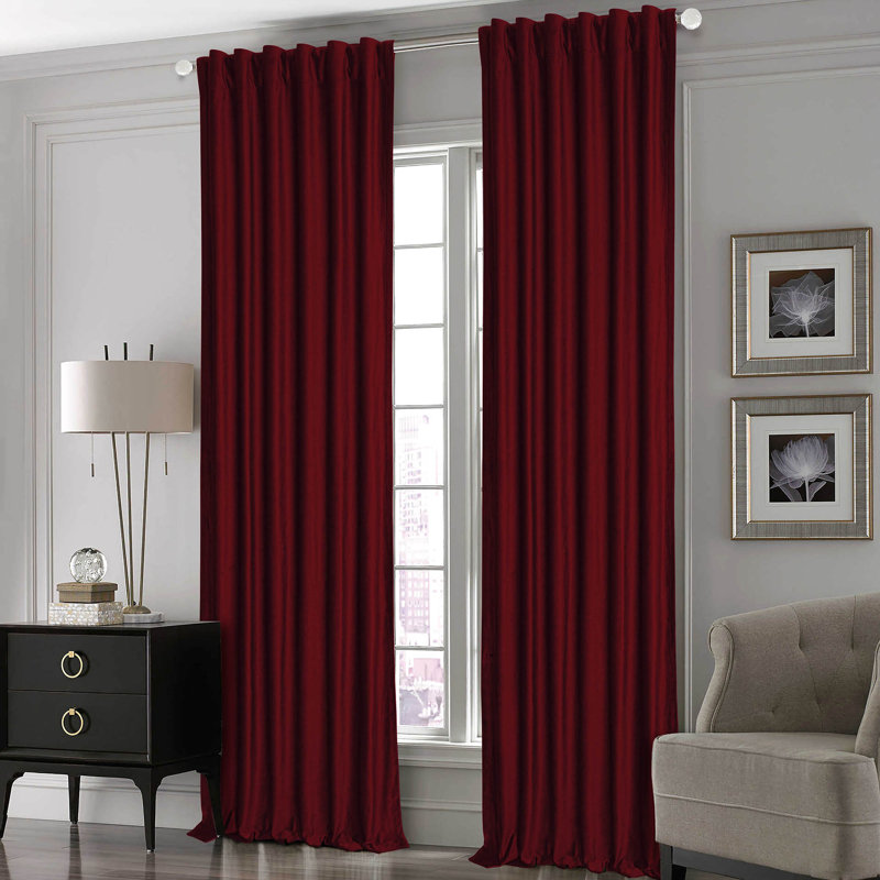 Mckyla Velvet Room Darkening Curtain Pair, 50" W  x 96" L, Burgundy