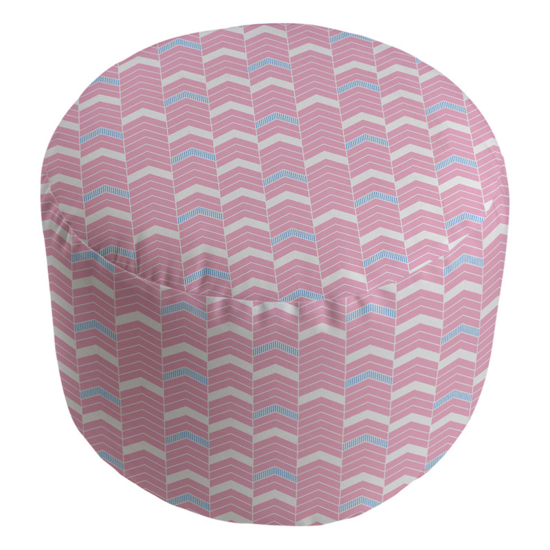Upholstered Pouf, Pink/Teal