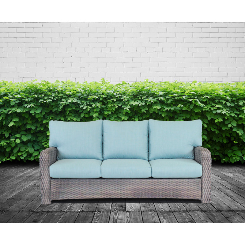 Chorio 79.5'' Wide Metal Patio Sofa with Cushions, Spectrum Cayenne Sunbrella® Plainweave, Stone