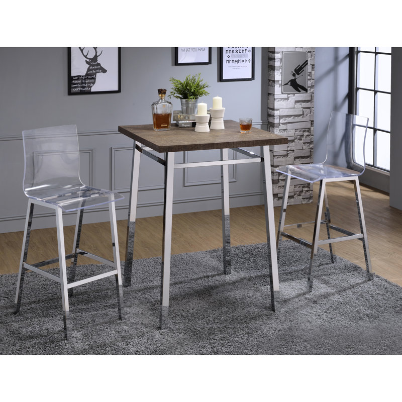 Élégante table de bar carrée en chêne