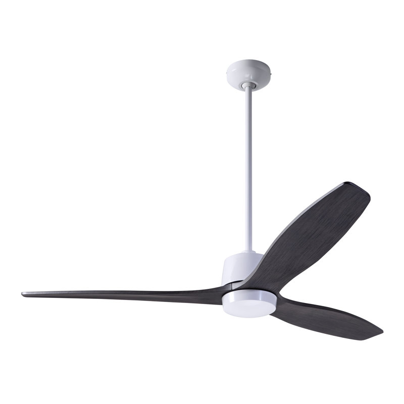 Arbor Downrod Ceiling Fan, Gloss White, Wall/Remote Combo Controls, Ebony