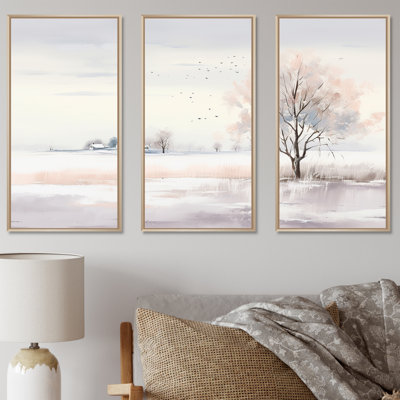 Paysage d'hiver «Minimalisme I», ensemble d'art sur toile paysage d'hiver