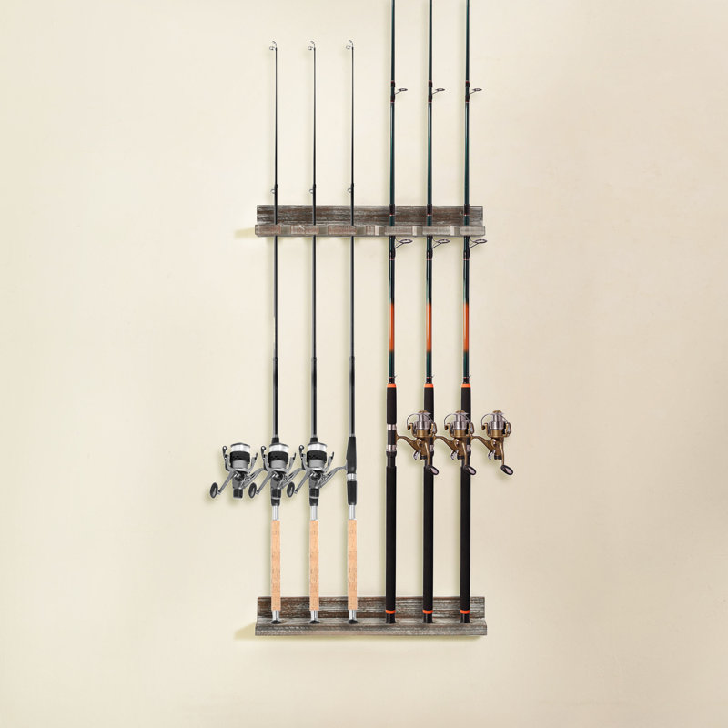 Wood Fishing Rack, Black/Red