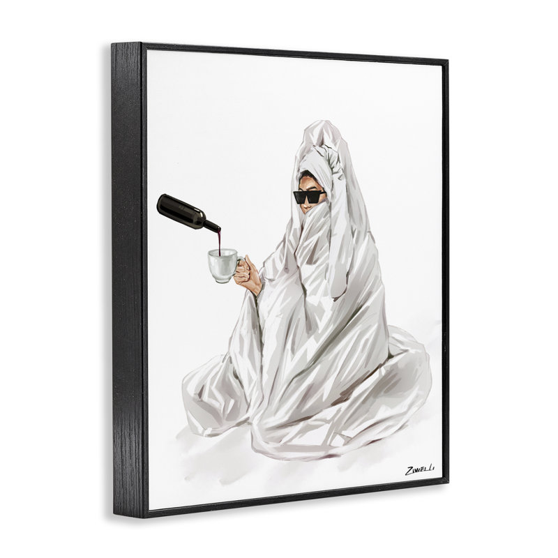 Estampe numérique Glam Comfort versant du vin, design par Ziwei Li, Giclée encadrée noir minuit, H 14 po x l 11 po