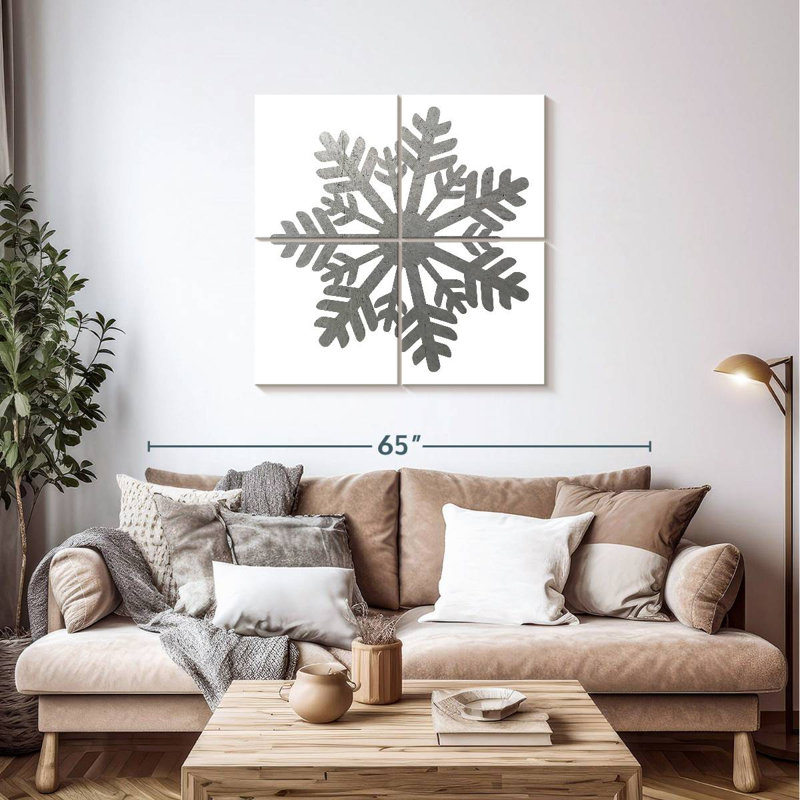 Lelend Silver Snowflakes I, 38'' H x 38'' W