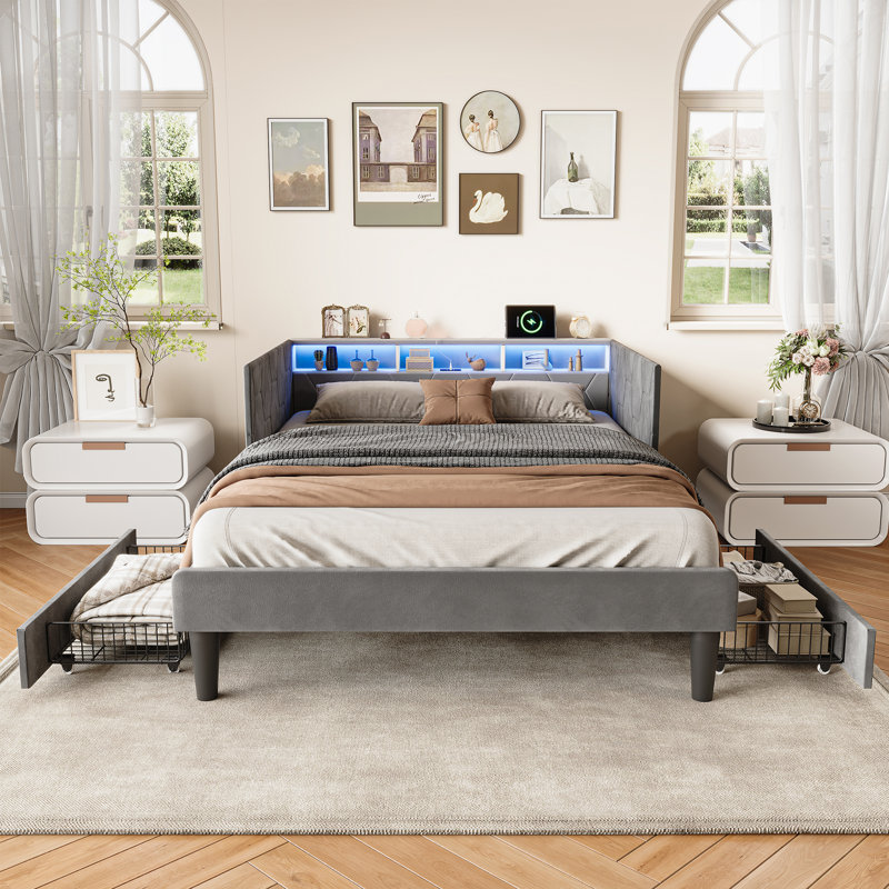 Upholstered Daybed, European Double (140 x 200 cm), Grey