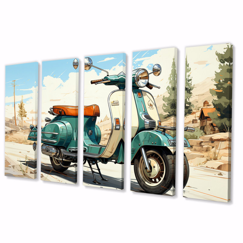 Scooter vert rétro électrique II 5 pièces