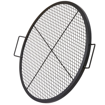 Barbecue rond pour foyer d'extérieur de 30 pouces, acier robuste avec fil de soutien en X, idéal pour le camping, et de qualité alimentaire, support en fil de fer, événements extérieurs convenables, qualité