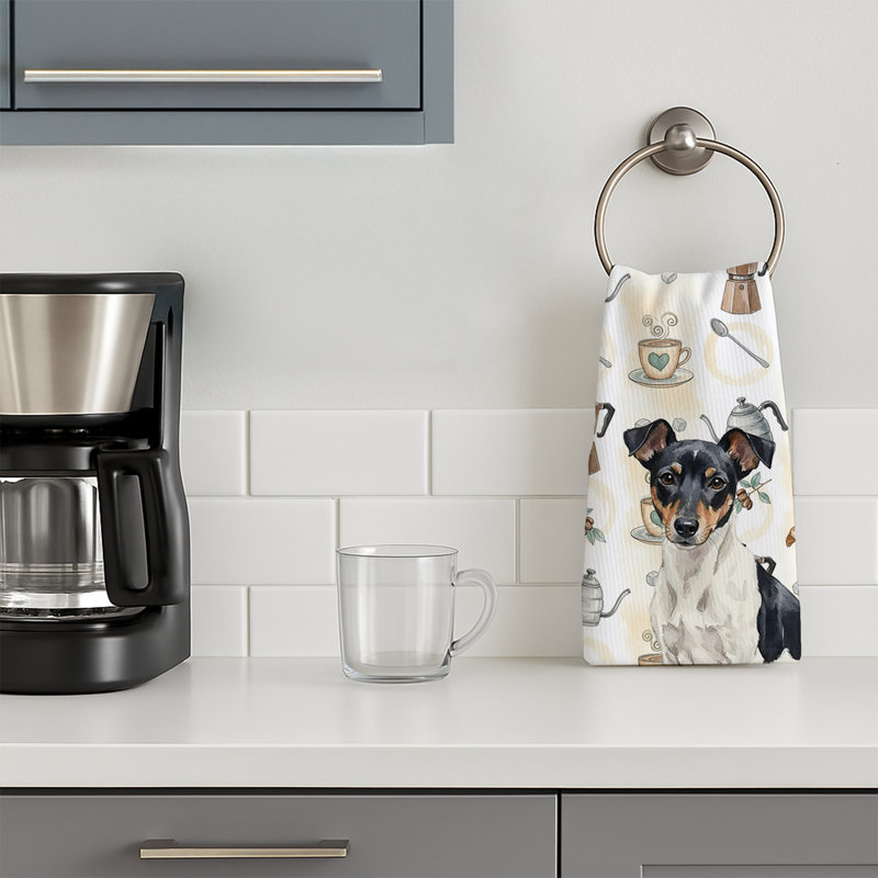 Serviette de cuisine Coffee Bar, Rat terrier noir et blanc