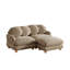 Canapé 2 places moderne en chenille de 173 cm avec pouf flexible, 4 coussins ronds et pieds en bois massif, couleur taupe.-166918402