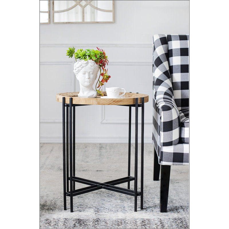 Round Side Table With Wood Top