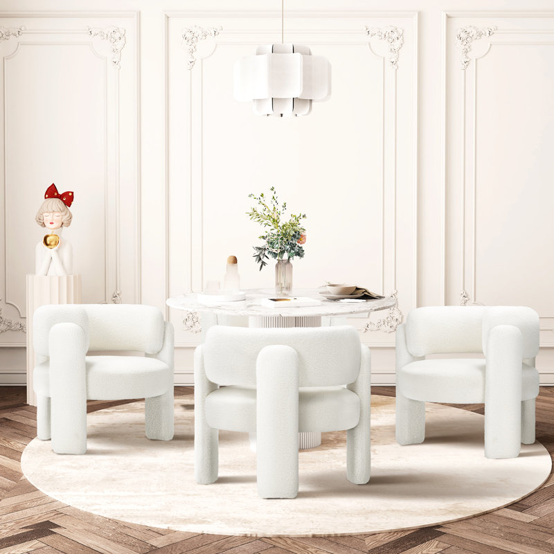 Modern Upholstered Barrel Armchair, Cream