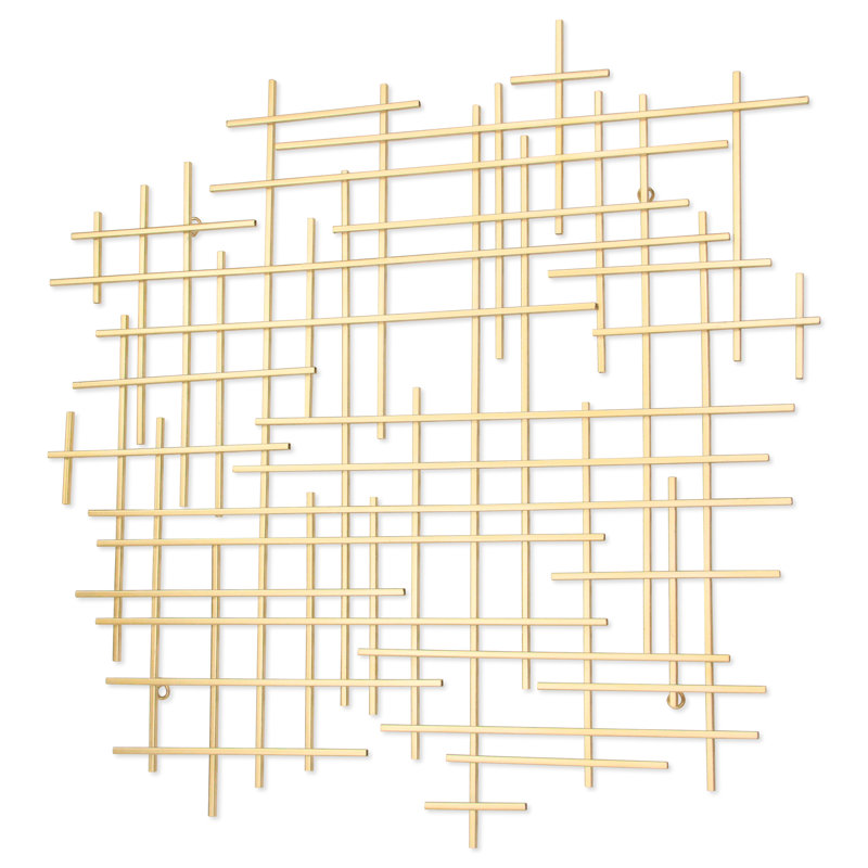 Handmade Modern Abstract Wall Decor on Metal, 30.5" H x 30.75" W x 1.25" D, Gold