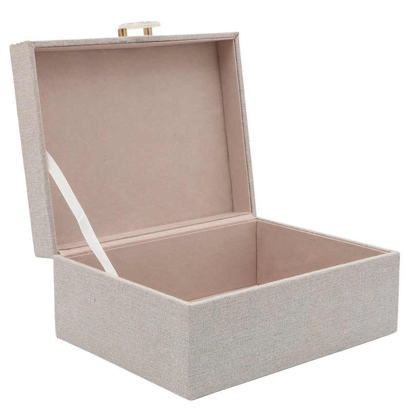 Boîtes décoratives en tissu fauve et bois, Ivoire/beige