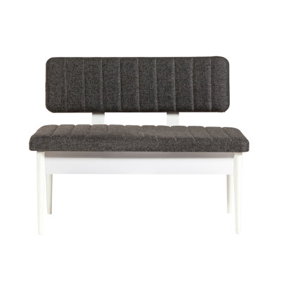 Modern Bench with Storage, White & Anthracite, 43.3 x 33.5 x 15.7 inches | 100% Melamine Coated Particle Board, Hornbeam Legs | Stylish & Functional for Entryway, Living Room, or Bedroom, Seat Height 18.9 inches