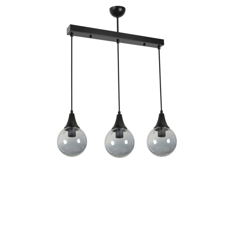 Elegant Adjustable Chandelier, Black & Fume Finish, 21.7 x 21.7 x 27.6 inches | Metal Body with Glass Cap, E27 Socket (Max 40W) | Stylish Lighting Fixture for Living Room, Dining Room & Entryways