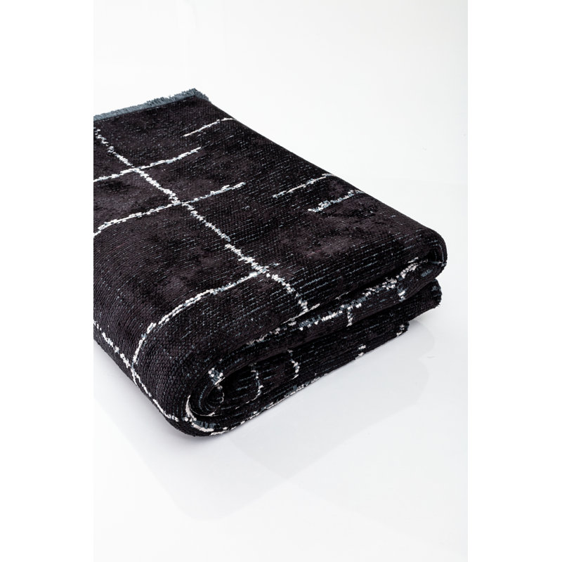Rapture Black Cream Abstract Luxury Area Rug, Rectangle 7'10" x 9'10"