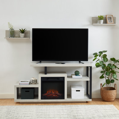 Meuble télé avec foyer électrique pour téléviseur de 55 po ou moins Khaira
