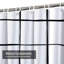Trendy Checkered Striped Ornament White Shower Curtain with 12 Hooks-832033301