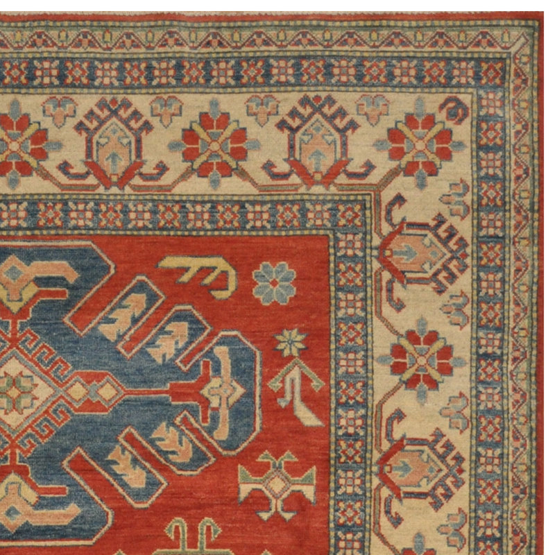 Tapis zone en laine noué la kazak rouille/beige 6 pi 2 po x 10 pi en laine one-of-kind-the main Coleman