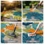 Tapis floral intérieur / extérieur beige / bleu marine / bleu sarcelle / vert / orange-1435367791-1435971255