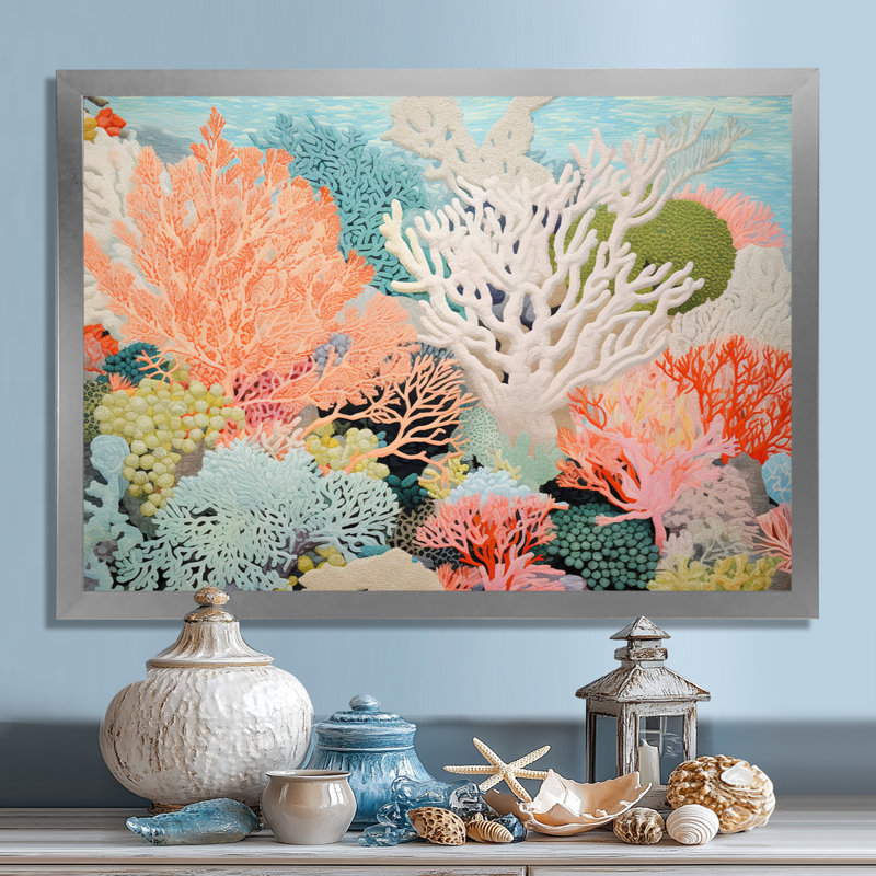 «Colorful Coral and Anemones Scenery I - Coastal Coral Under Water», reproduction d'art sur toile encadrée