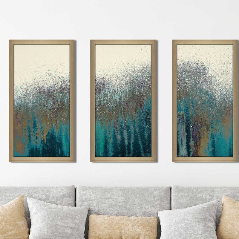 Teal Woods - Reproduction de peinture à l'acrylique à multiples images, L 52,5 po x H 33,5 po x P 1 po