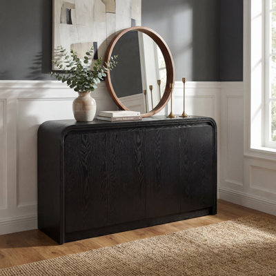 Curved Edge 55.12" Width MDF 4-Door Buffet Storage Cabinet by Latitude Run