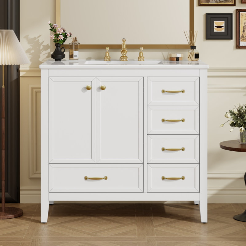 Bathroom Vanity With Sink, Bathroom Cabinet, White
