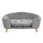 Lit surélevé pour petit chien avec coussin de soutien en mousse, housse en velours côtelé, pieds en bois d'hévéa et assemblage facile-833093637