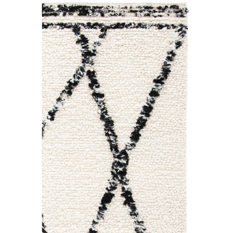 Tapis noir / ivoire en laine et coton Amajah, Rectangle 4 pi x 6 pi