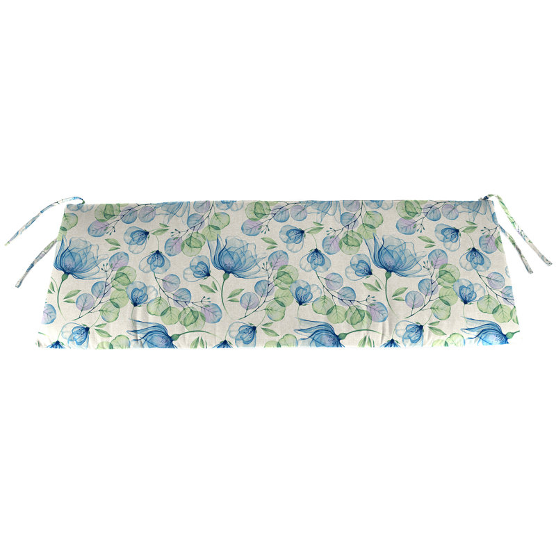 Outdoor Bench Cushion with Ties, Forest Green, 48" W x 19.5" D