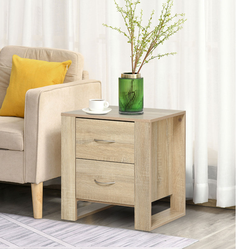 48cm W Particle Board / Chipboard Bedside Table, Natural
