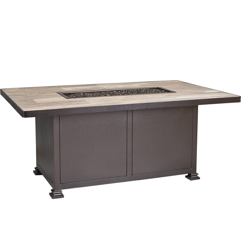 Santorini Iron Outdoor Fire Pit Table, 24" H x 58" W x 36" D, Venice Beach, Carbon Black