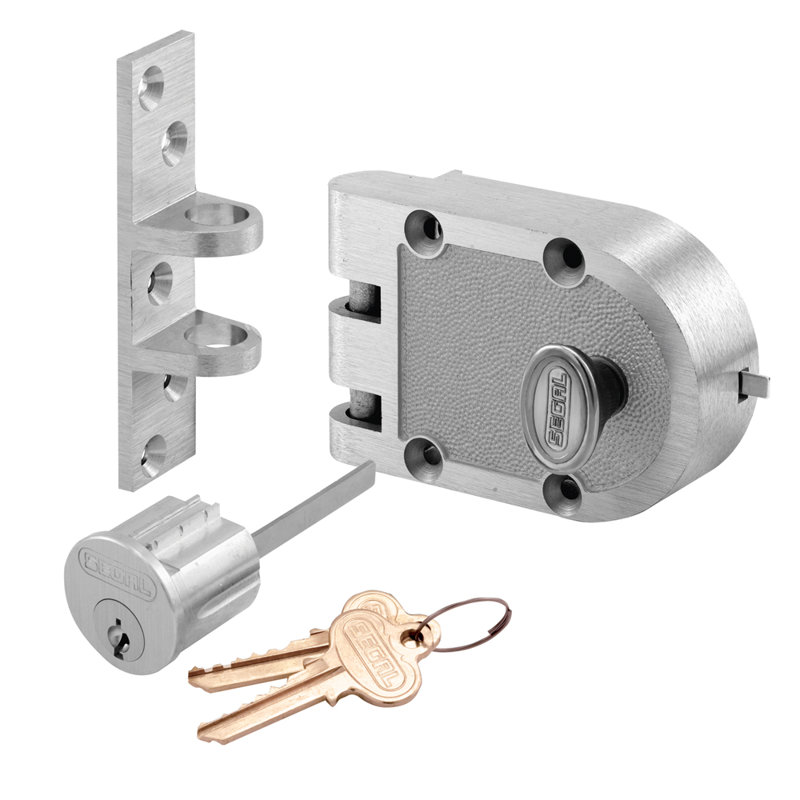 Verrou solide en bronze massif, 667F, cylindre simple, gâche angulaire, finition chrome brossé (paquet simple), Chrome