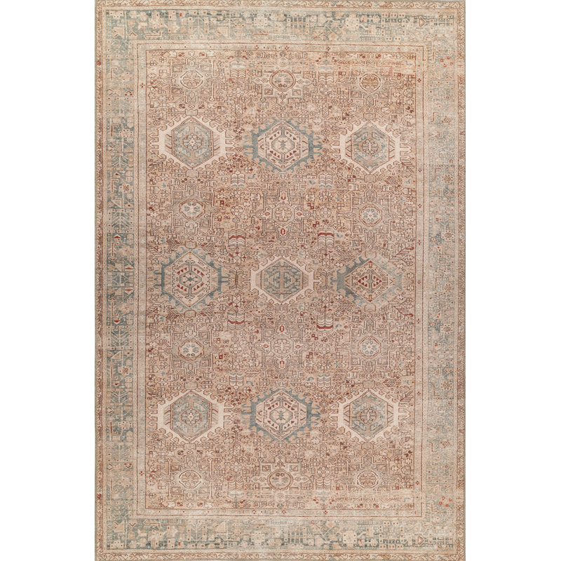 Bungalow Rose Campisi Traditional Oriental Polyester Camel Area Rug, Rectangle 2' x 3'